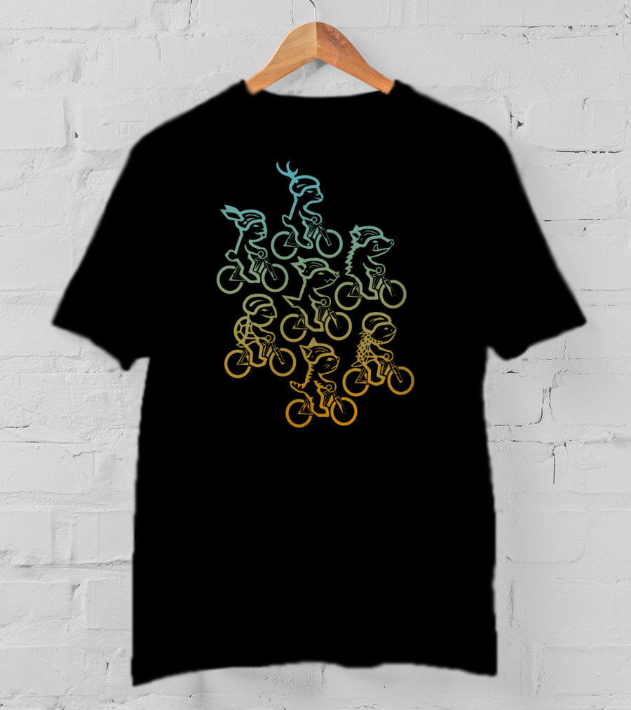 Herd Of Dessert Cycling Animals In Rainbow Formation T-Shirt