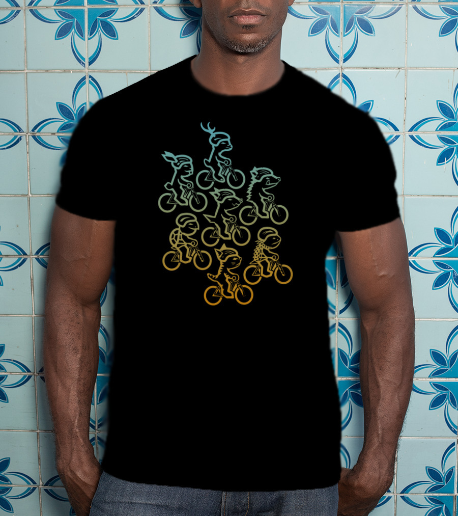 Herd Of Dessert Cycling Animals In Rainbow Formation T-Shirt