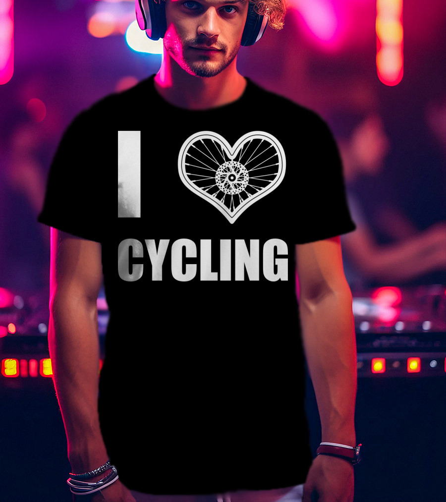 I Love Cycling Bicycle Wheel Heart T-Shirt