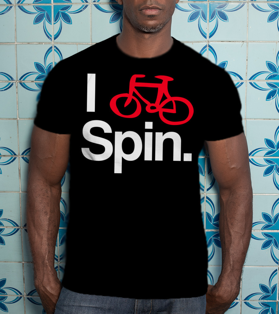 I Spin Bike Cycling Biking Workout With Red Bicycle T-Shirt