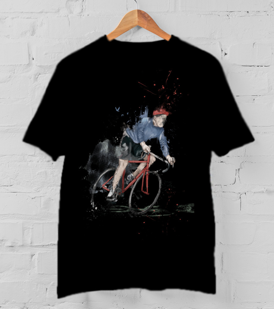 I Want To Ride My Bicycle Red Racing Cyclist In Blue And Red Cap T-Shirt