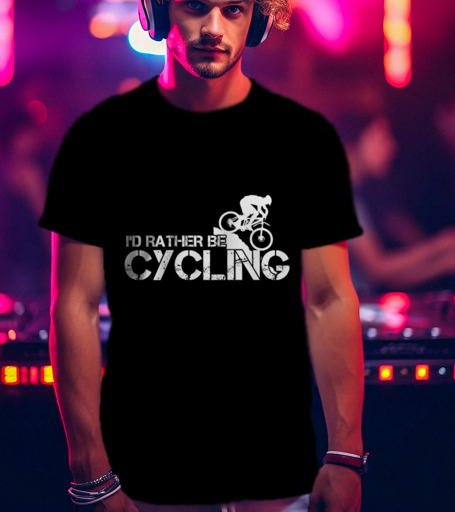 I'd Rather Be Cycling Stairs Downhill MTB Adventure T-Shirt