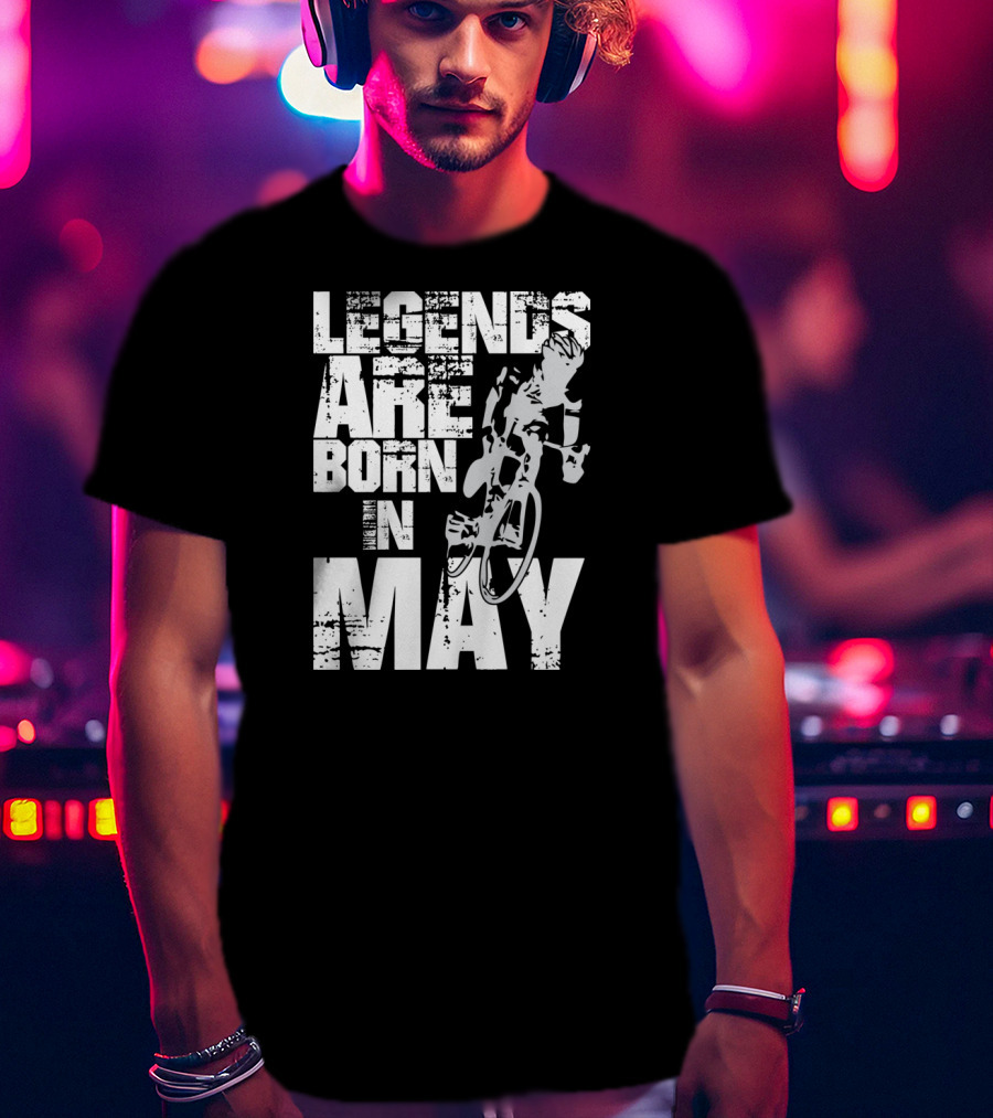 Legends Are Born In May Cycling Vintage Style Mountain Bike Enthusiasts T-Shirt