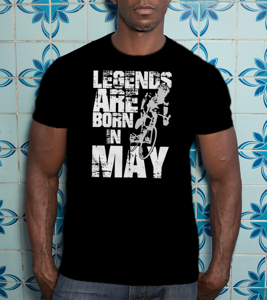 Legends Are Born In May Cycling Vintage Style Mountain Bike Enthusiasts T-Shirt