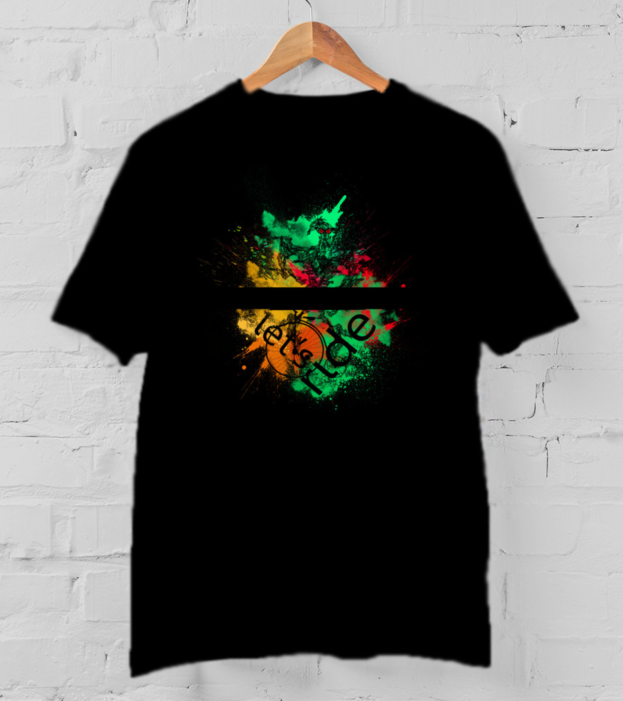 LetsRide Bicycle Paint Splatter Green Yellow Red T-Shirt