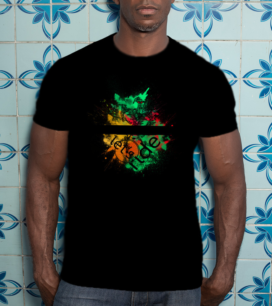 LetsRide Bicycle Paint Splatter Green Yellow Red T-Shirt