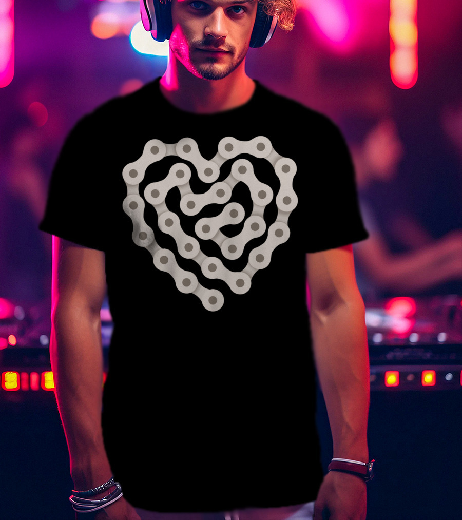 Love Biking Heart Chain T-Shirt