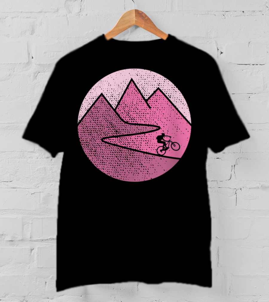 Mountain Bike Cycling Scenic Adventure In Pink Mountains T-Shirt