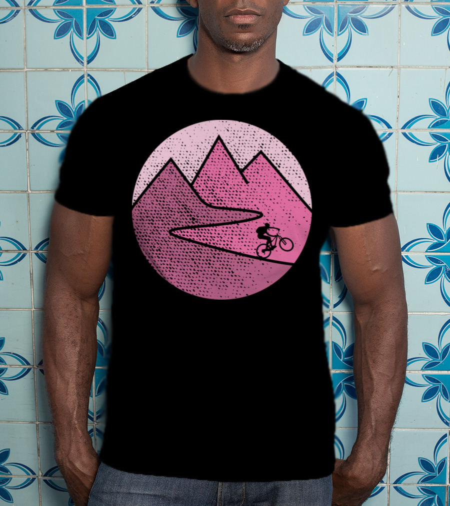 Mountain Bike Cycling Scenic Adventure In Pink Mountains T-Shirt