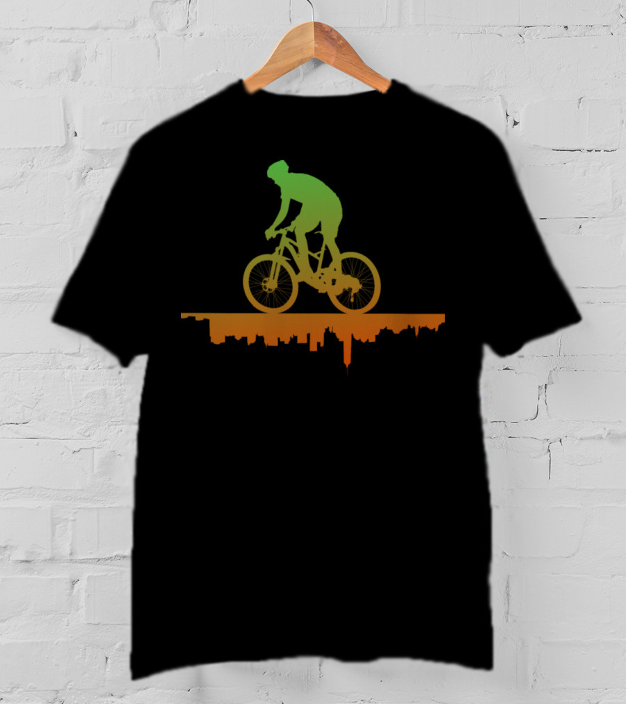 MTB Free Your Mind Cyclist Urban Skyline Gradient T-Shirt