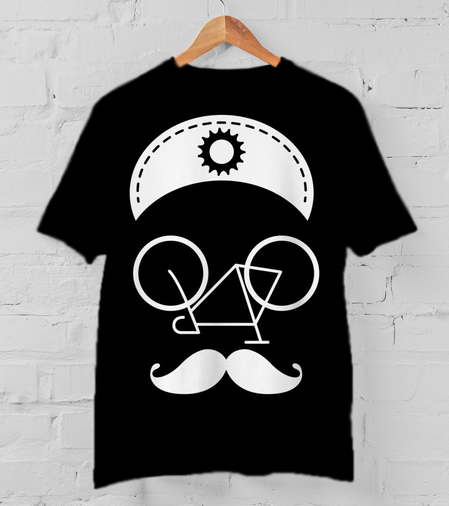 Bicycle Mustache Face Helmet Gear T-Shirt
