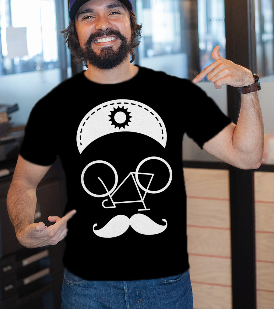 Bicycle Mustache Face Helmet Gear T-Shirt