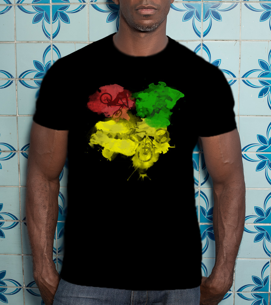 MTB Rasta Red Green Yellow Mountain Biking T-Shirt