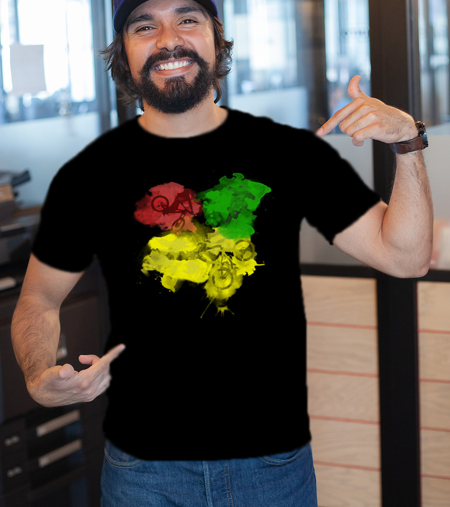 MTB Rasta Red Green Yellow Mountain Biking T-Shirt