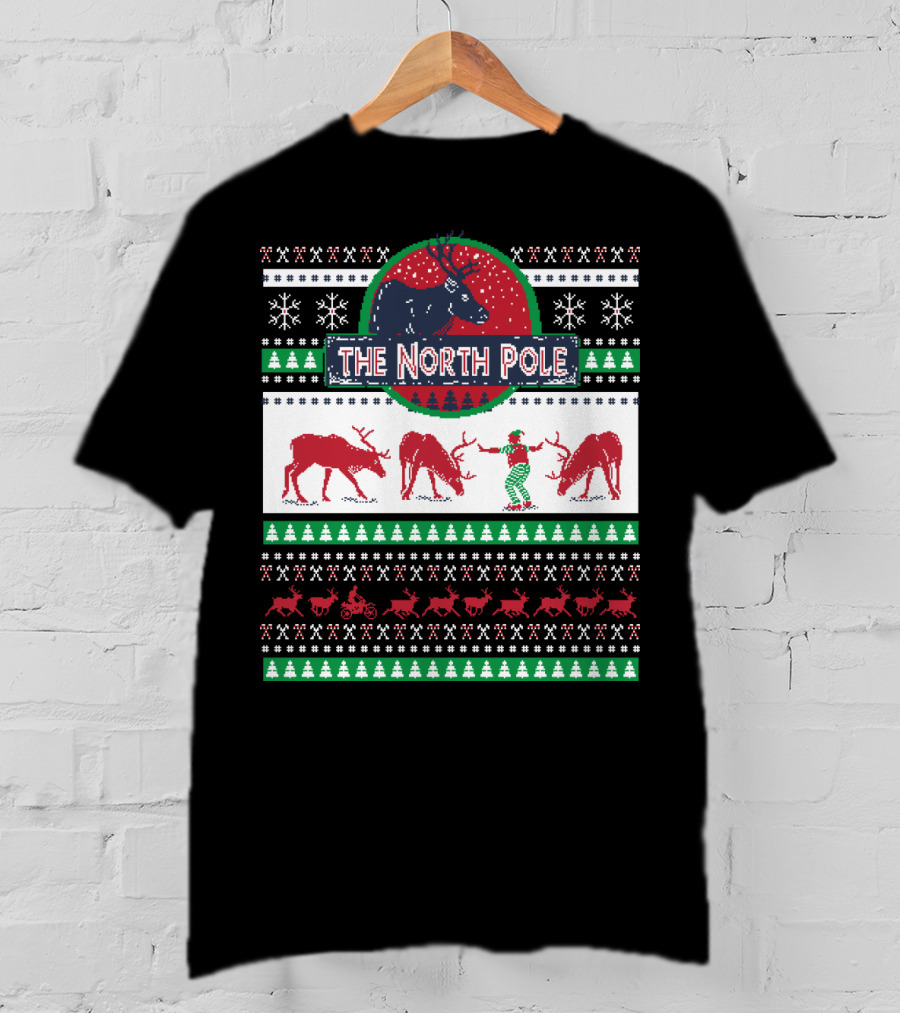 The North Pole Reindeer Ugly Christmas T-Shirt