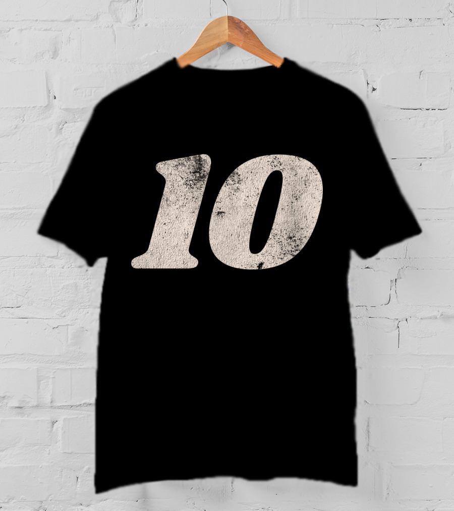 Number Ten 10 Distressed Vintage Sports T-Shirt