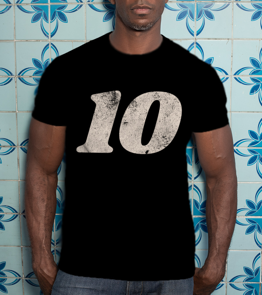 Number Ten 10 Distressed Vintage Sports T-Shirt