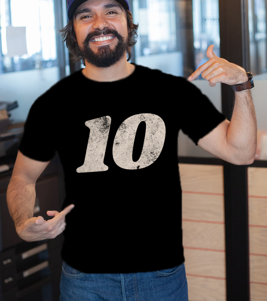 Number Ten 10 Distressed Vintage Sports T-Shirt