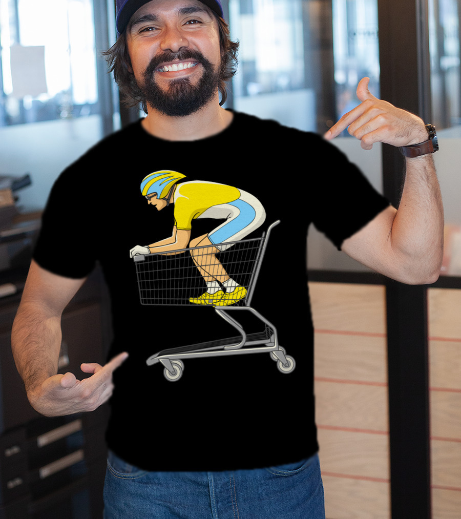 Retail Racer Cyclist In Shopping Cart T-Shirt