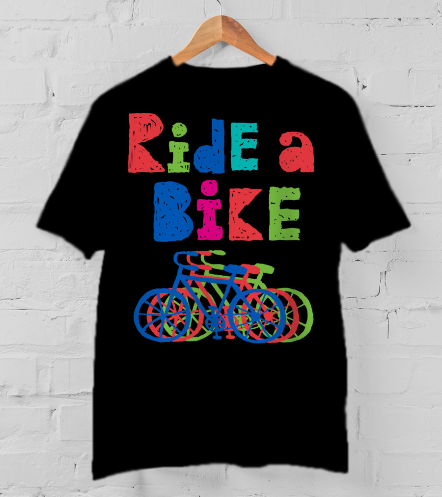 Ride A Bike Sketchy Colorful Layered Bicycles T-Shirt