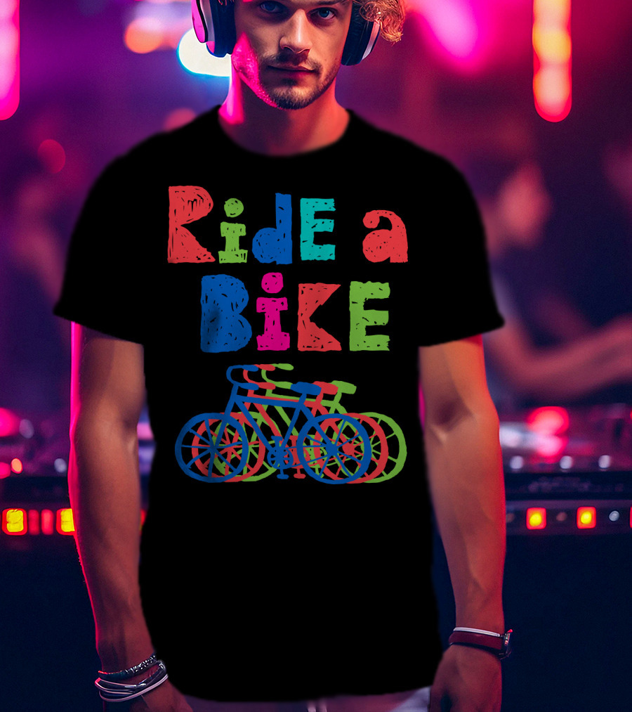 Ride A Bike Sketchy Colorful Layered Bicycles T-Shirt