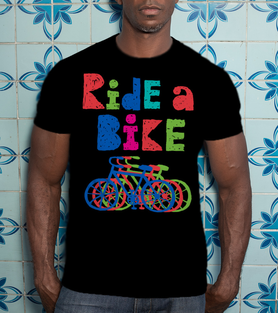 Ride A Bike Sketchy Colorful Layered Bicycles T-Shirt