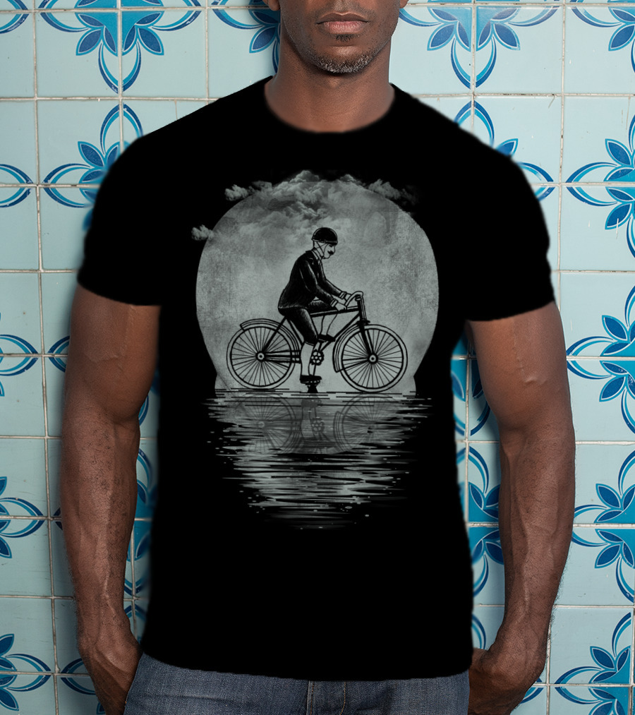 Ride Hard Or Die Young Bicycle Rider Reflecting On Water Under Cloudy Sky T-Shirt