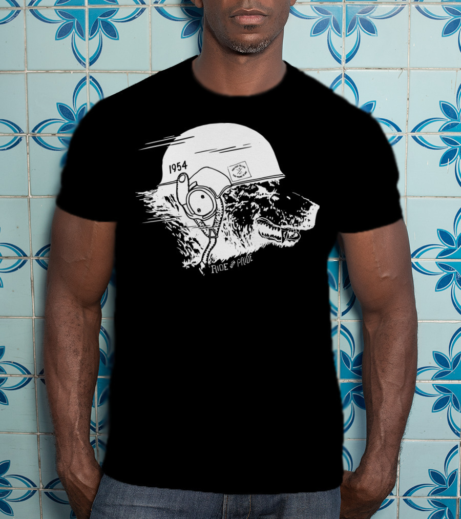 Ride With Pride 1954 Bear Motorcycle Helmet T-Shirt