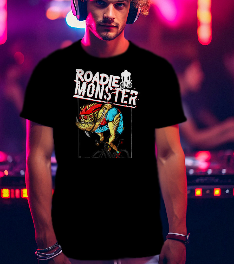 ROADIE MONSTER Cyclist Beast On Bicycle Thrill T-Shirt