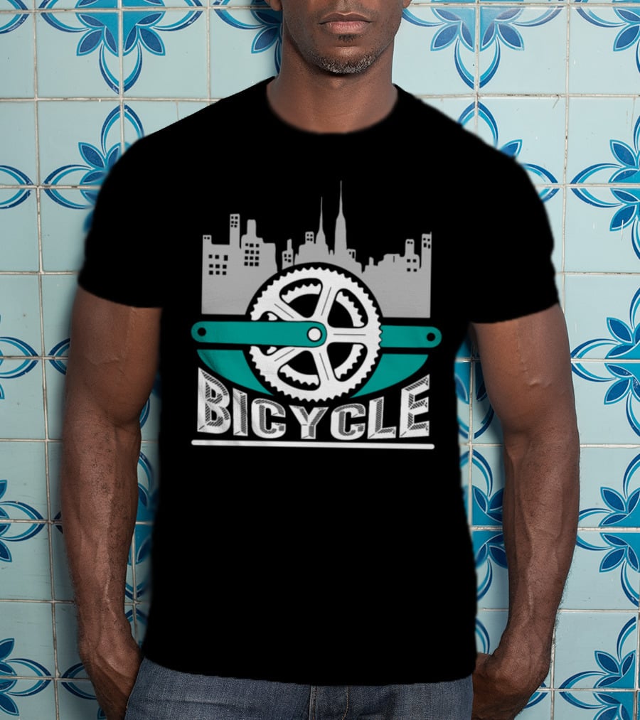 Skyline City Bicycle Chain Bike Idea T-Shirt