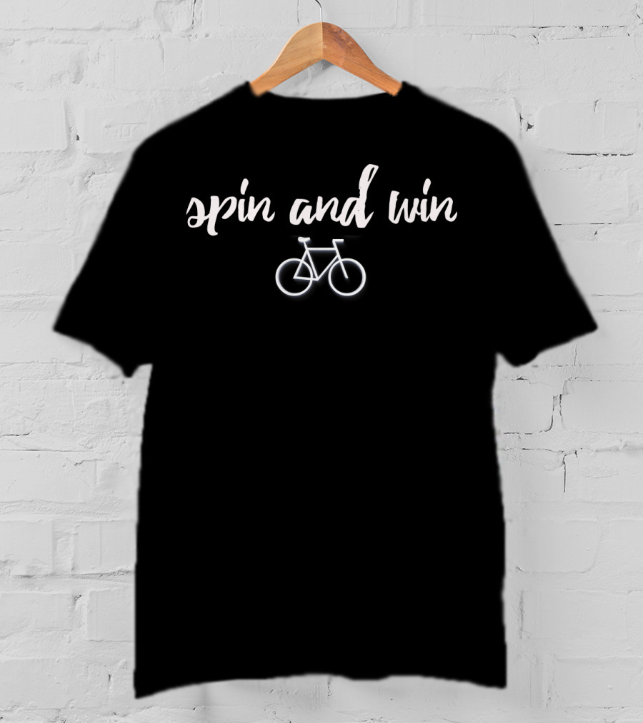 Spin And Win Cycling Bicycle Icon Workout T-Shirt