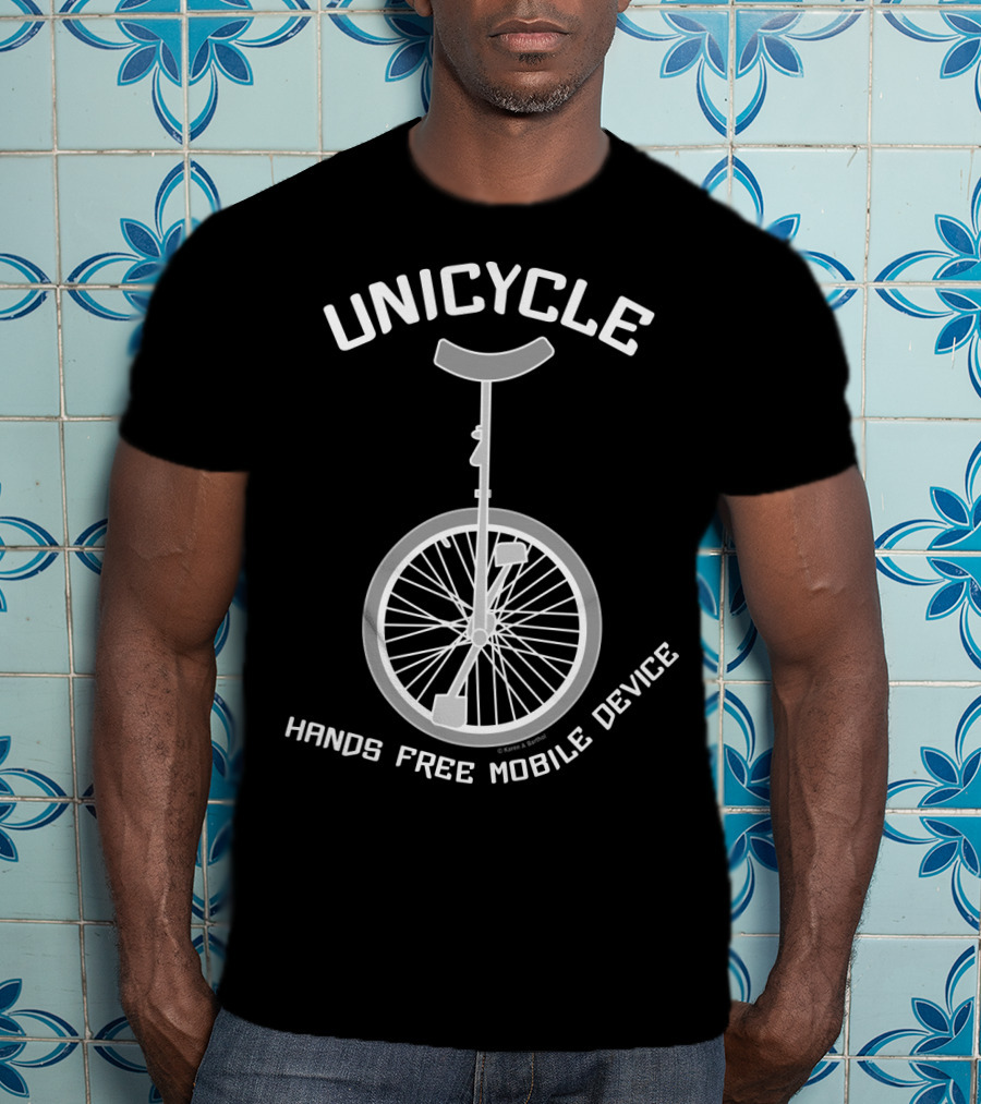Unicycle Hands Free Mobile Device T-Shirt