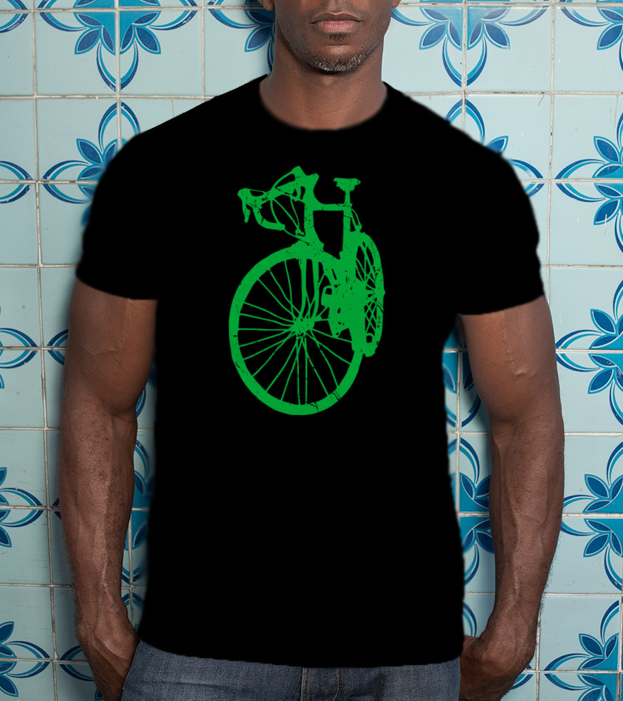 Vintage Rustic Racing Bike In Green T-Shirt