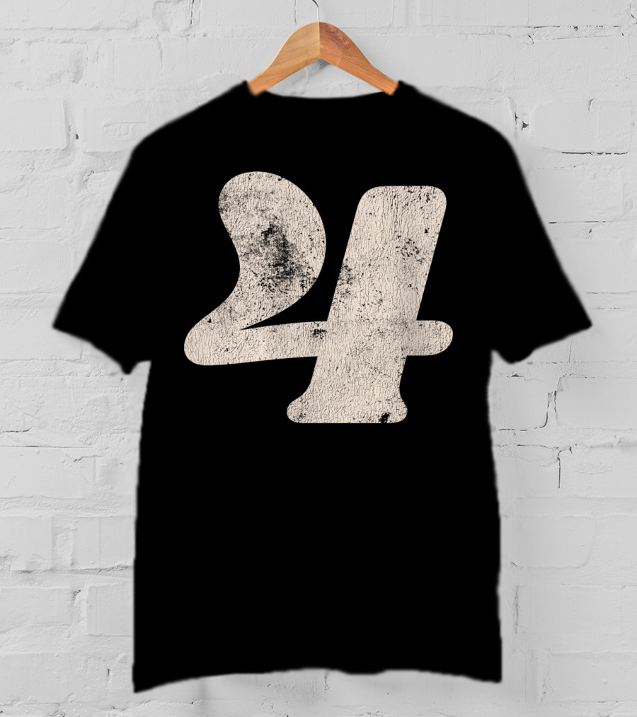 Vintagestyle Textured 24 Number Four T-Shirt