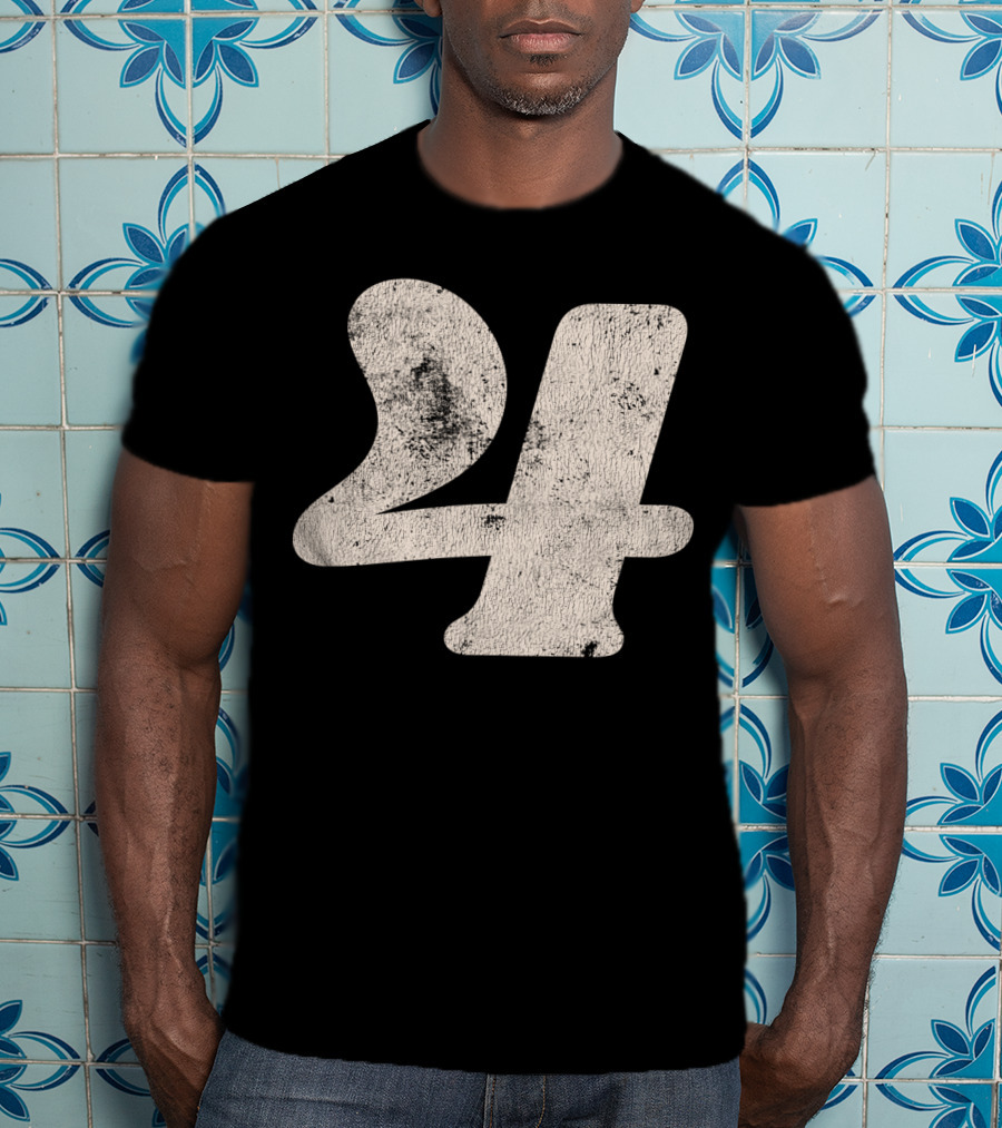 Vintagestyle Textured 24 Number Four T-Shirt