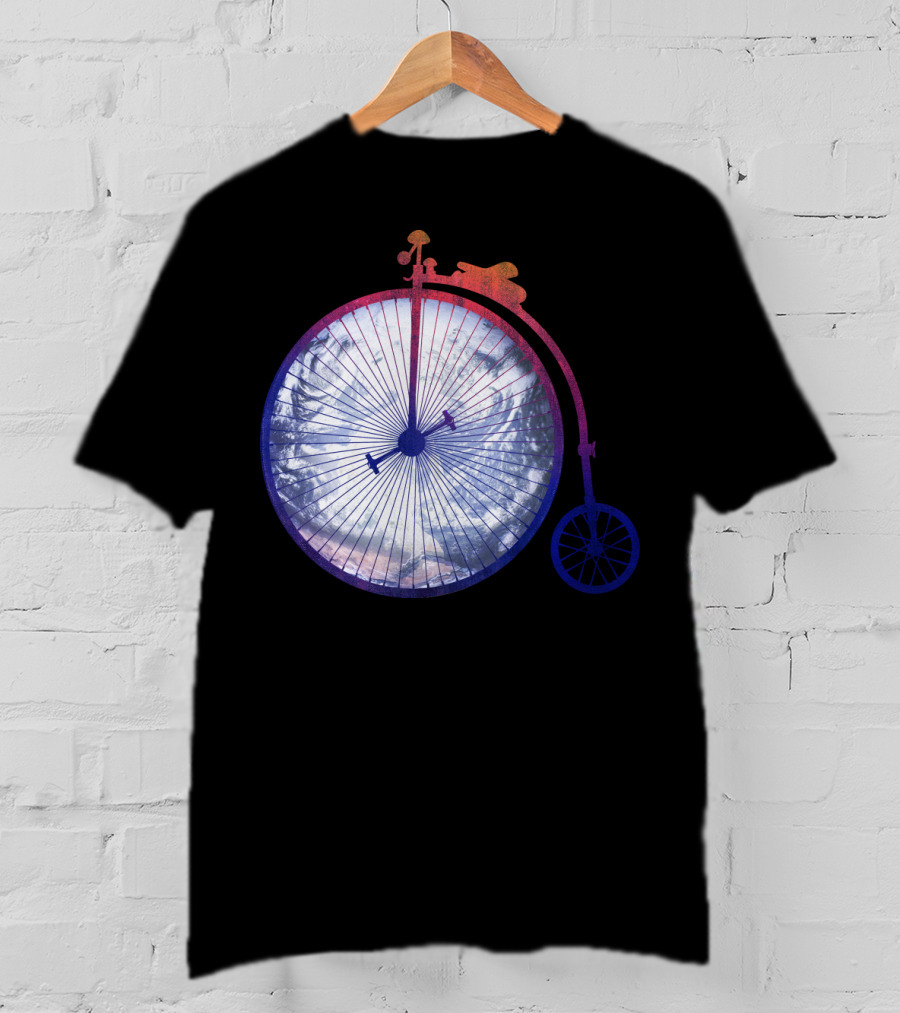 Vintage World Bicycle Traveler Earth Penny-Farthing T-Shirt