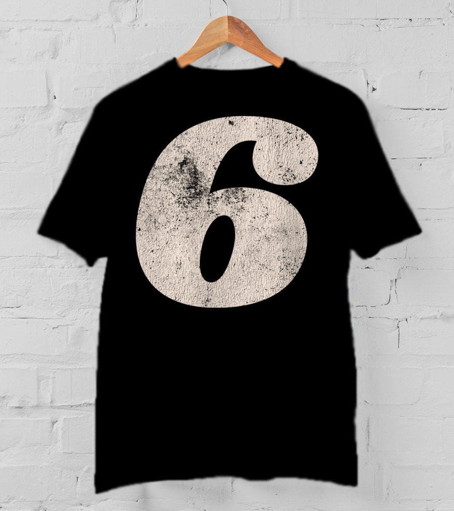Vintagestyle Number 6 Distressed Retro Look T-Shirt
