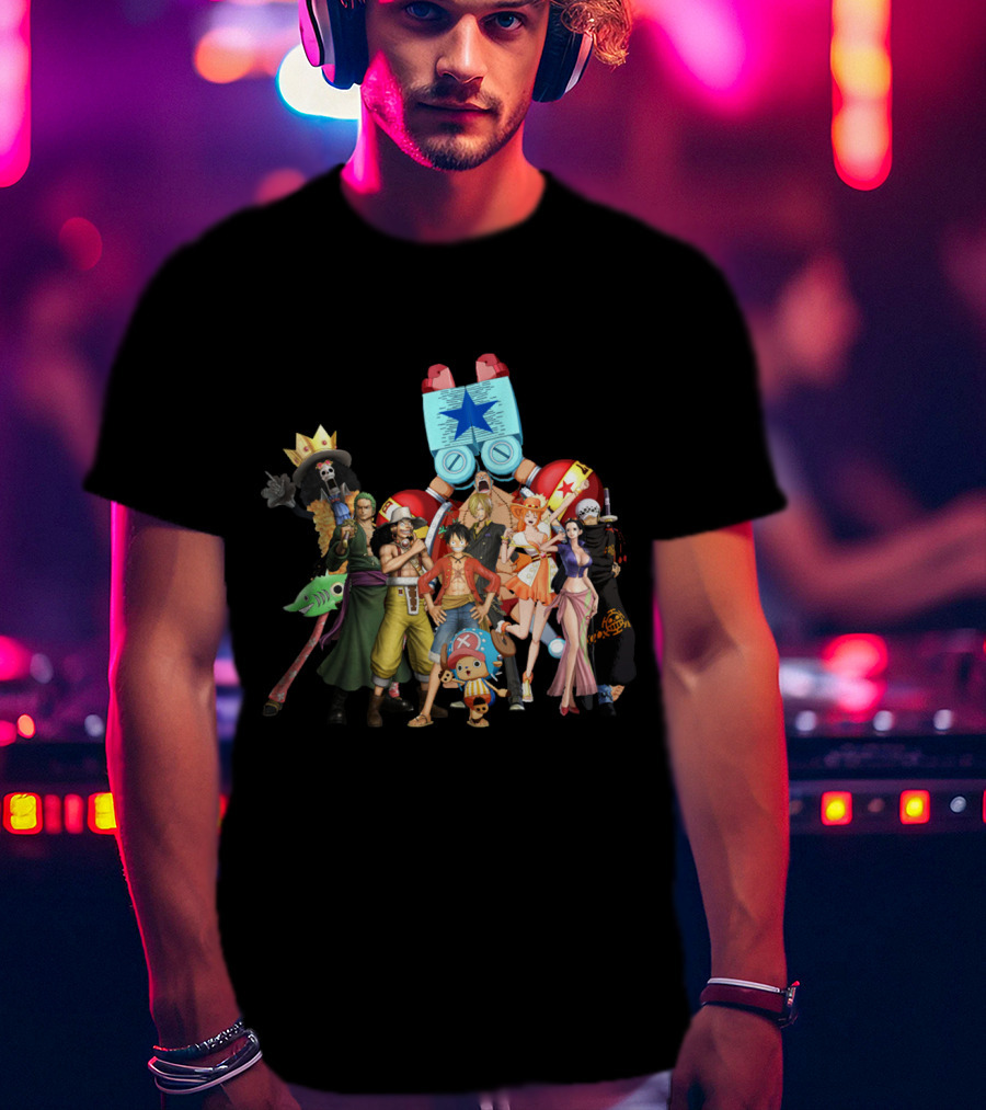 One Piece Main Characters Iconic Straw Hat Pirates Ensemble T-Shirt