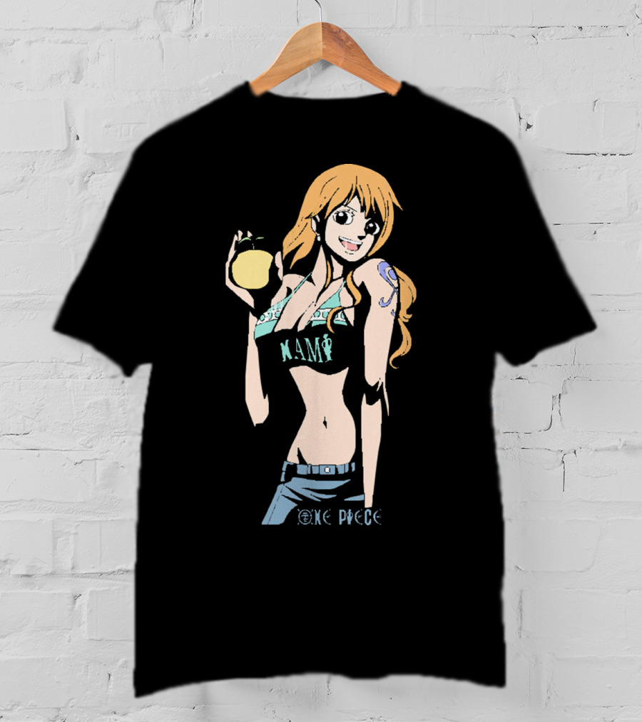 One Piece Nami Holding Fruit Anime Character T-Shirt
