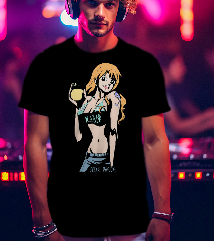 One Piece Nami Holding Fruit Anime Character T-Shirt