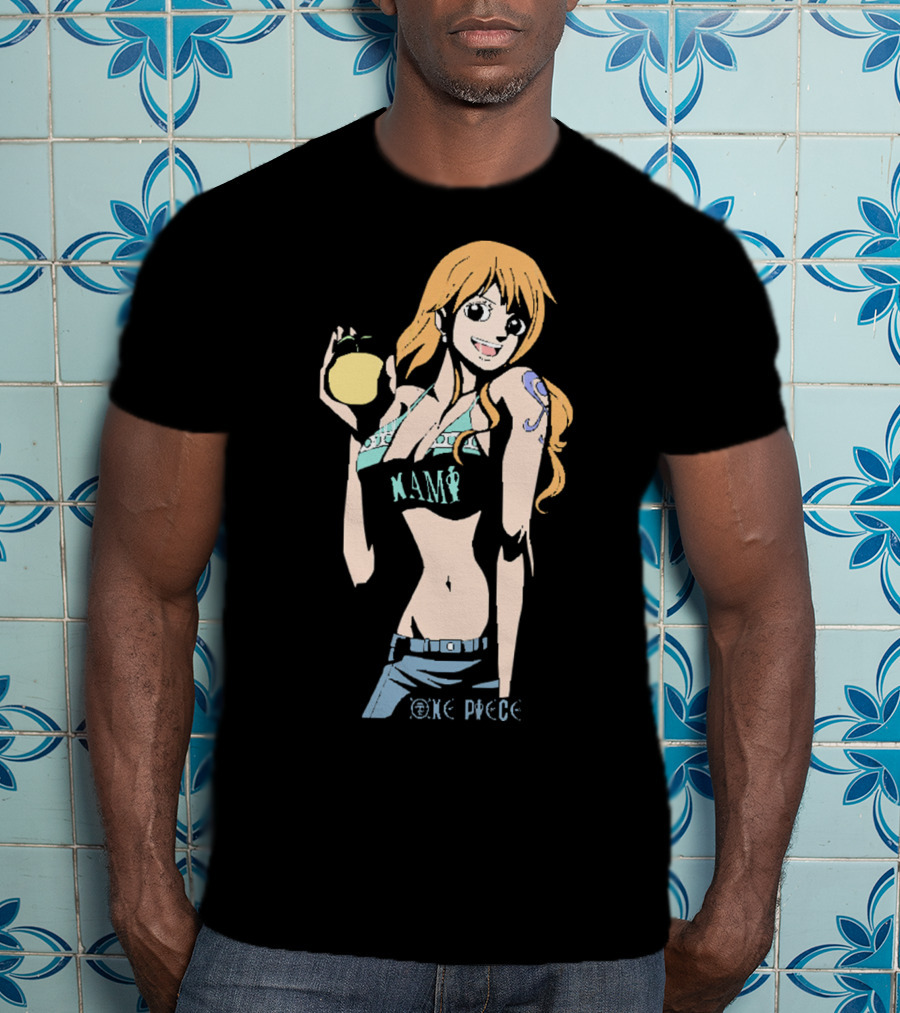 One Piece Nami Holding Fruit Anime Character T-Shirt