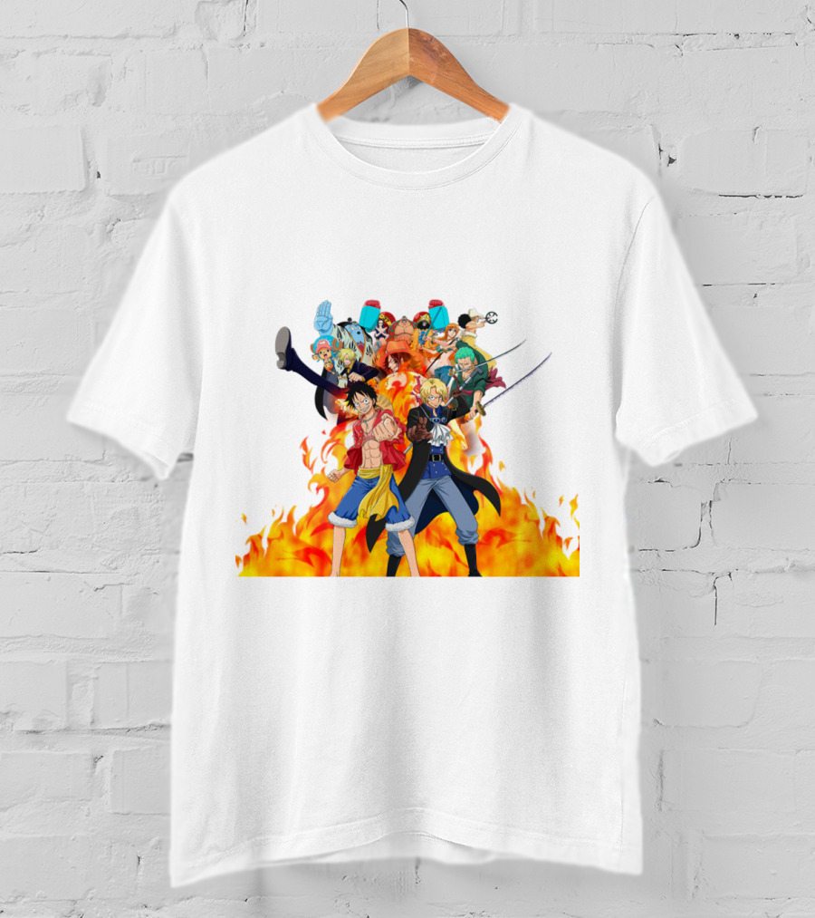 One Piece Pirate Crew In Flames T-Shirt