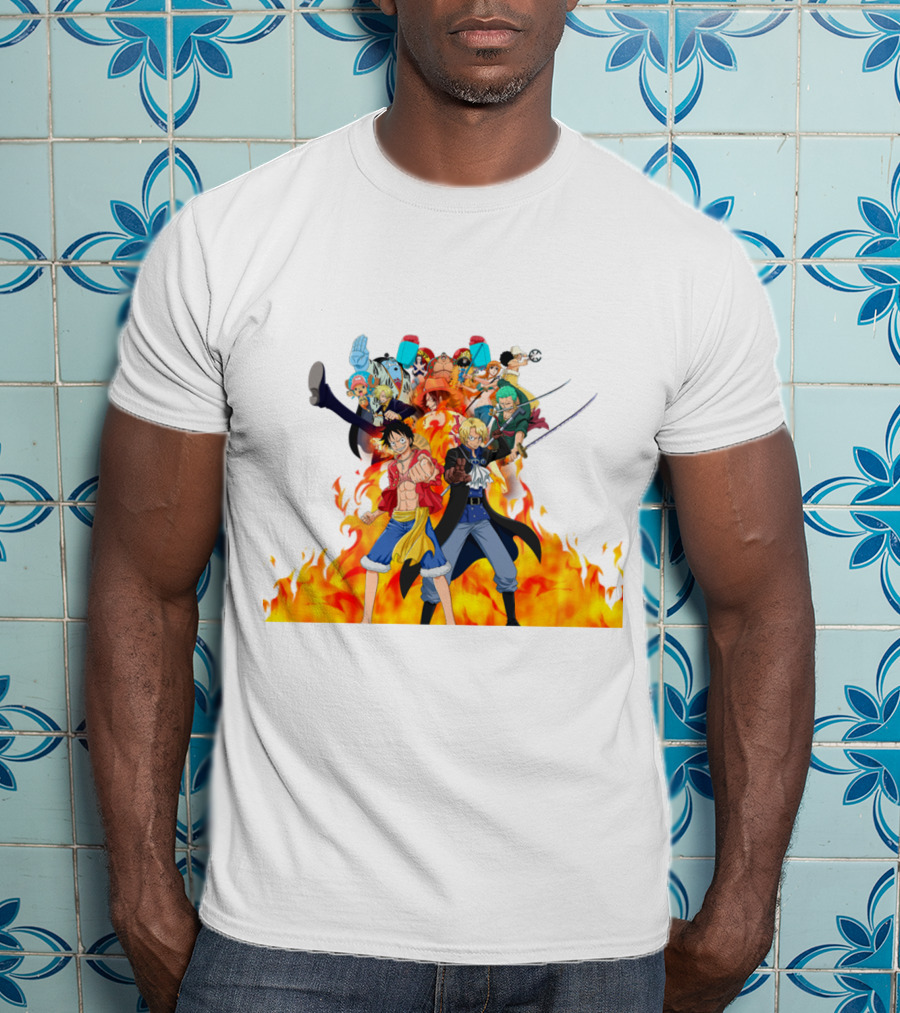 One Piece Pirate Crew In Flames T-Shirt