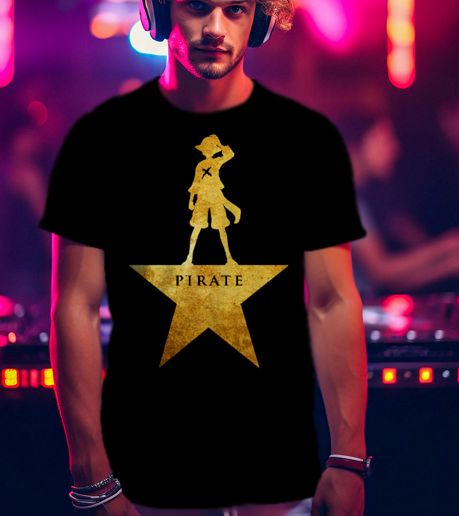 Pirate Star Gold Silhouette One Piece Luffy T-Shirt