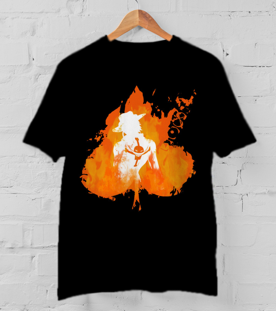 Ace One Piece Silhouette On Fire T-Shirt