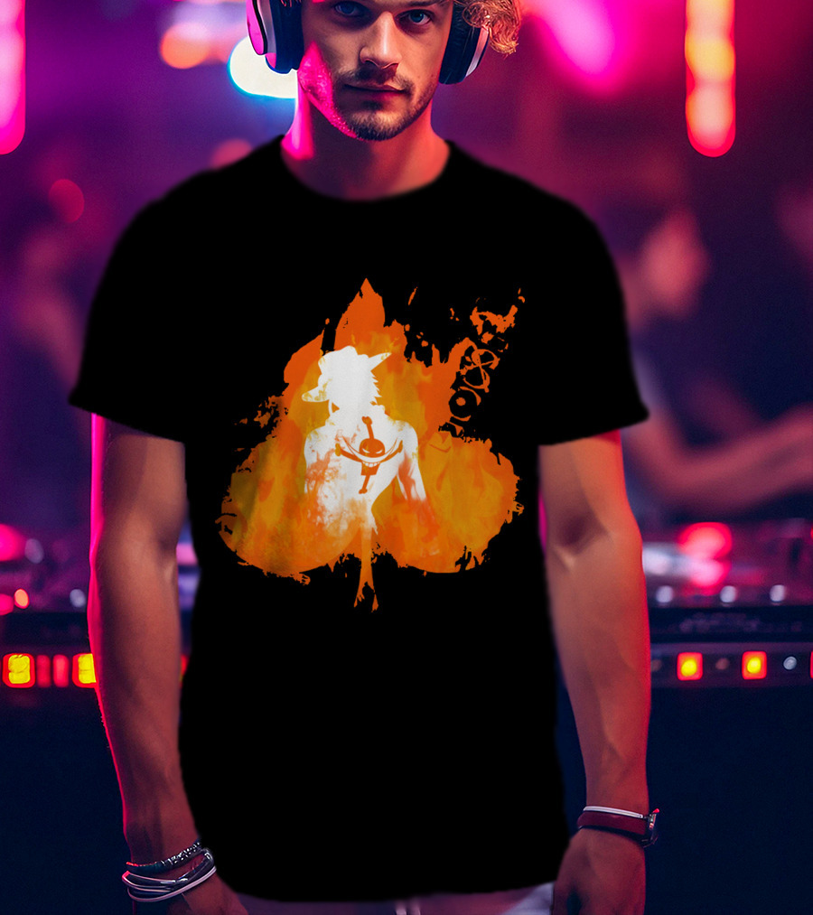 Ace One Piece Silhouette On Fire T-Shirt