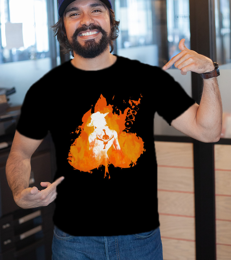 Ace One Piece Silhouette On Fire T-Shirt