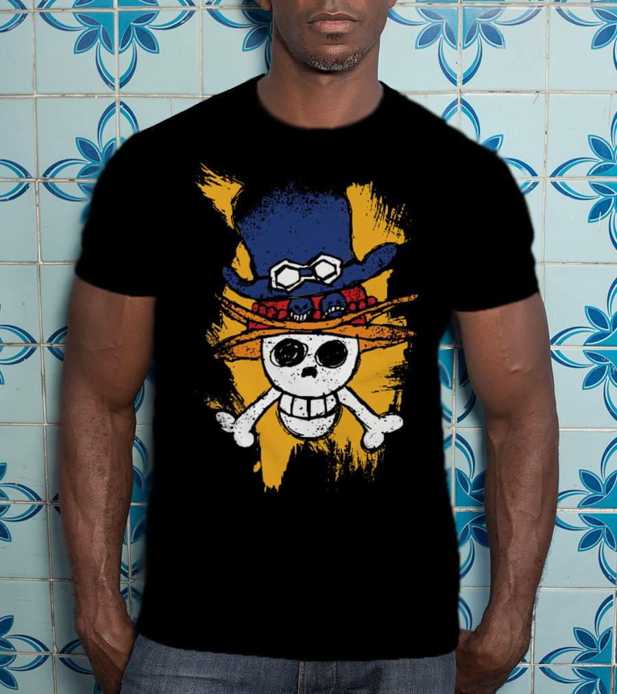 One Piece ASL Ace Sabo Luffy Skull And Pirate Hat T-Shirt