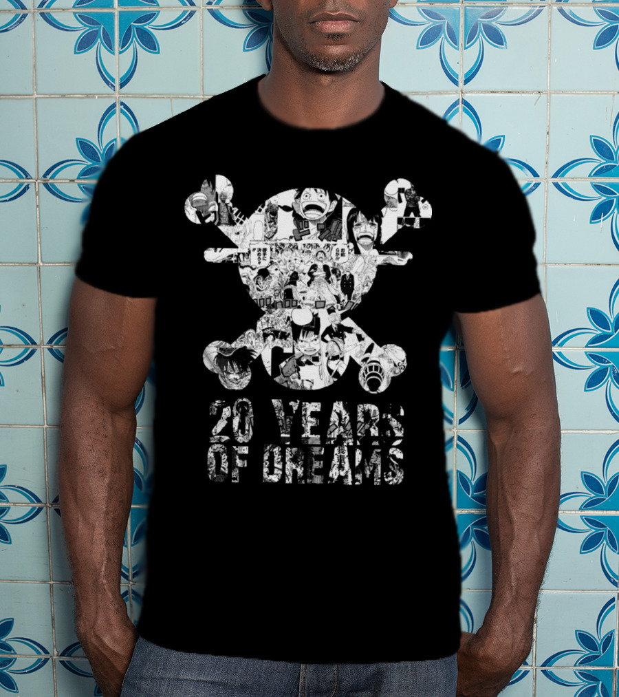 One Piece 20 Years Of Dreams Manga Collage Jolly Roger T-Shirt