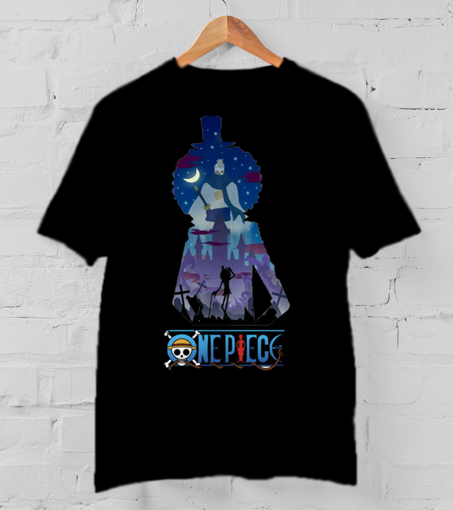 One Piece Brook Soulking Silhouette Night Scene T-Shirt